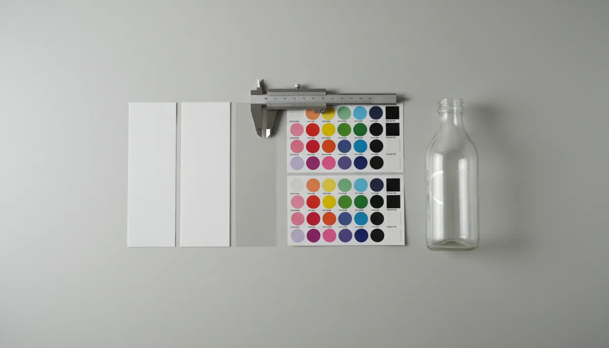 Custom label printing pre-production sample kit with material swatches and color proofs