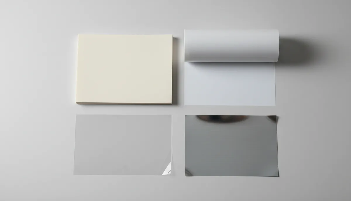 cheap labels printed - comparison of label material samples including paper, vinyl, and BOPP film