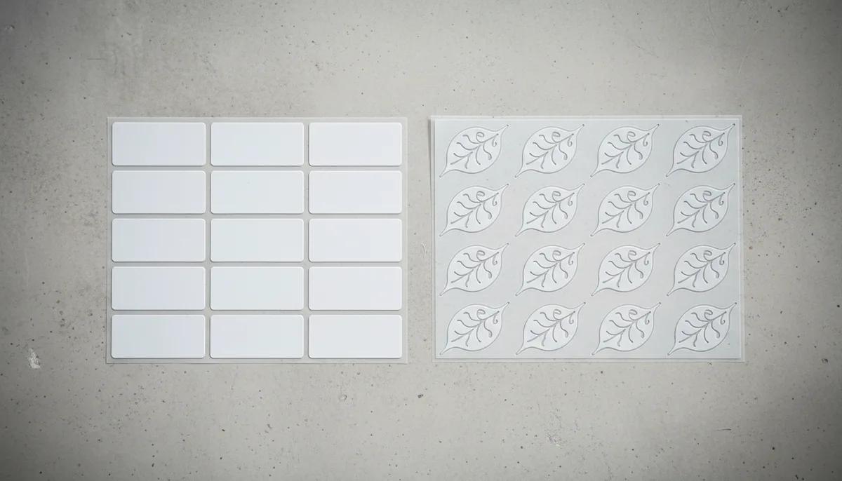 uprinting vs custom label printer comparison - standard rectangle die vs custom die-cut label shape comparison