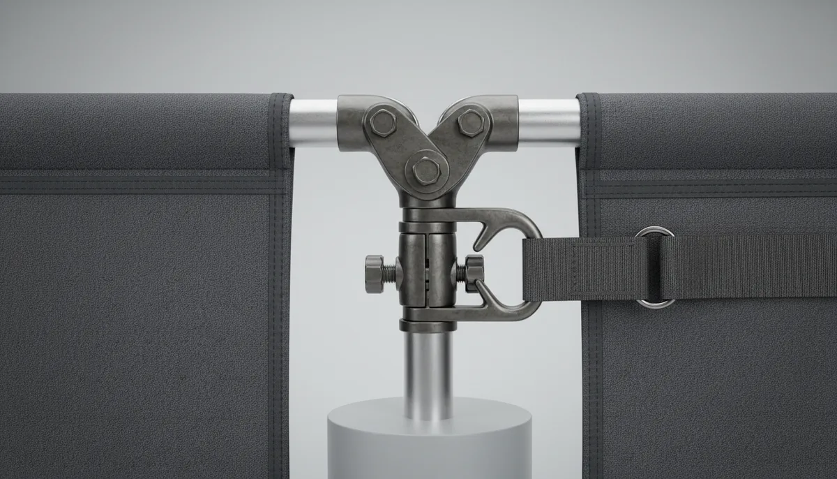 camping supplier credit terms - detail of a commercial canopy steel frame joint and fabric, emphasizing durability for...