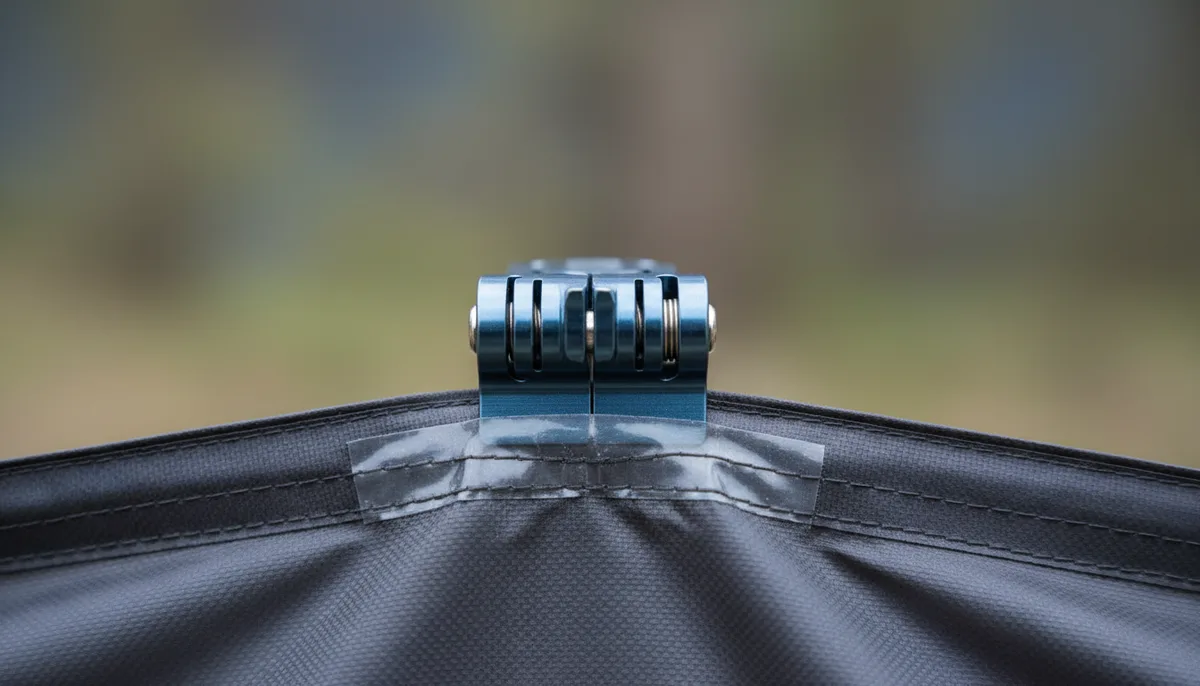 group camping tents 8 person - close-up of DAC aluminum pole and taped seam on commercial tent