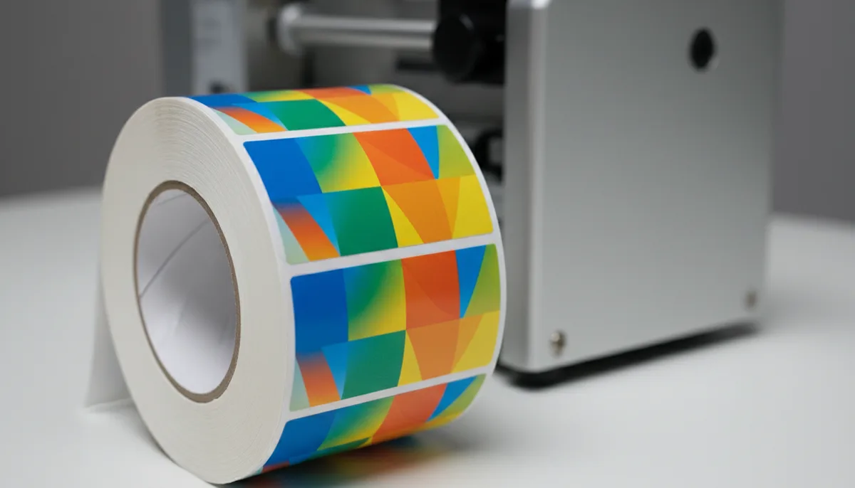 custom printed roll labels - close-up of digitally printed BOPP roll labels with matte finish