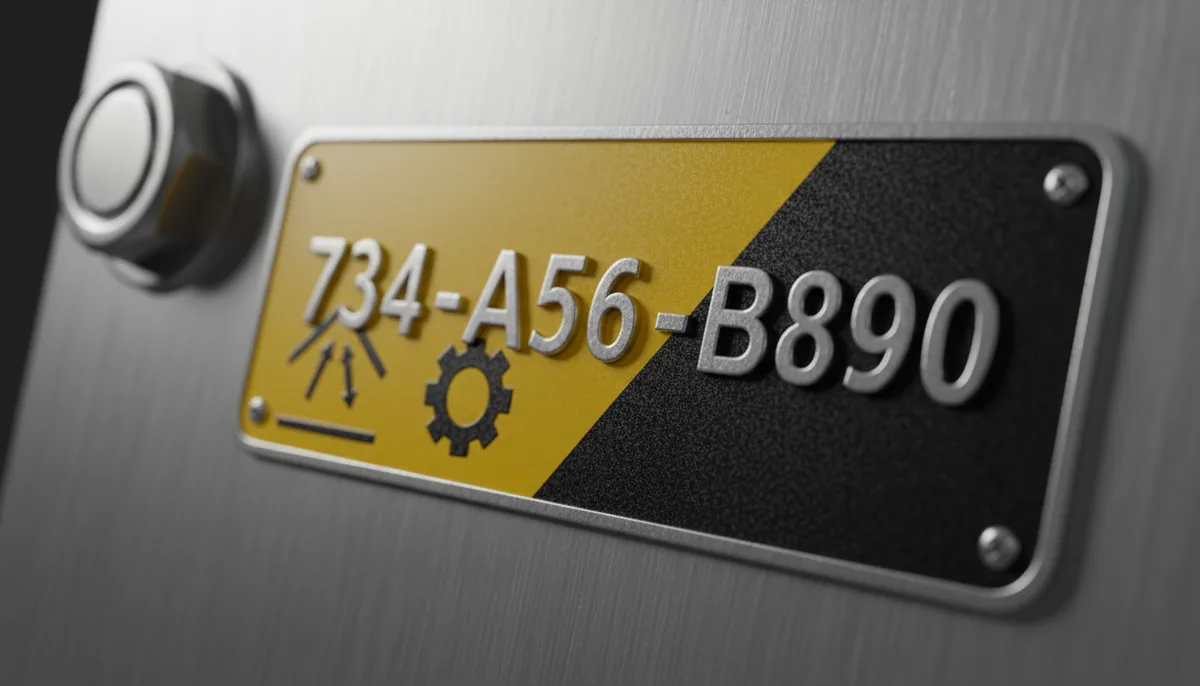 embossing label maker: close-up of embossed lettering on a multi-color industrial label