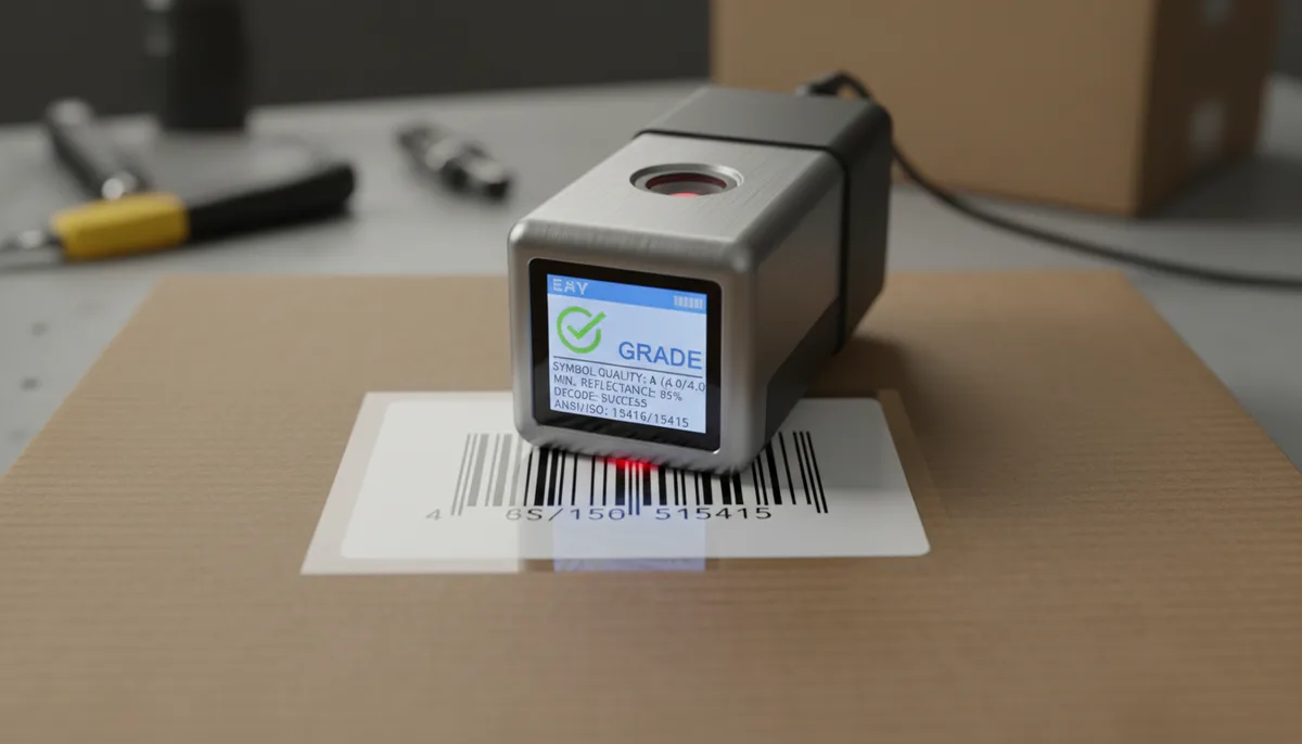 clear sticky labels to print on - technician verifying barcode scannability on a printed shipping label