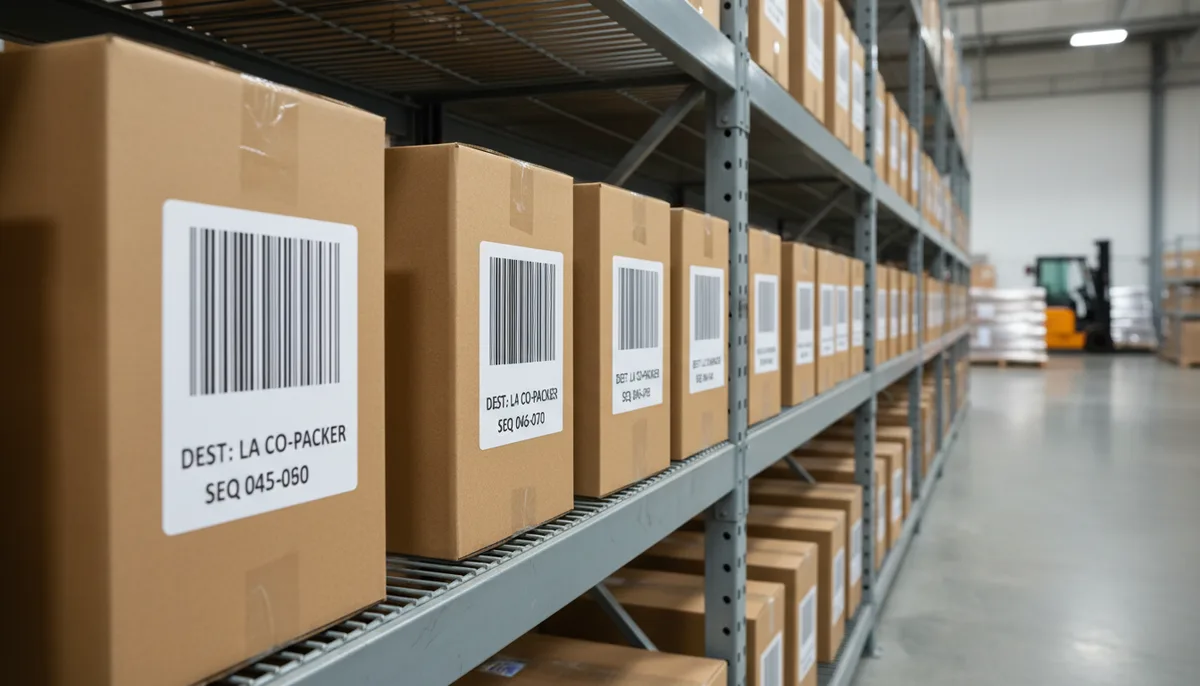 custom label printing for packaging - sequenced, barcoded cartons of labels ready for direct shipment to co-packer