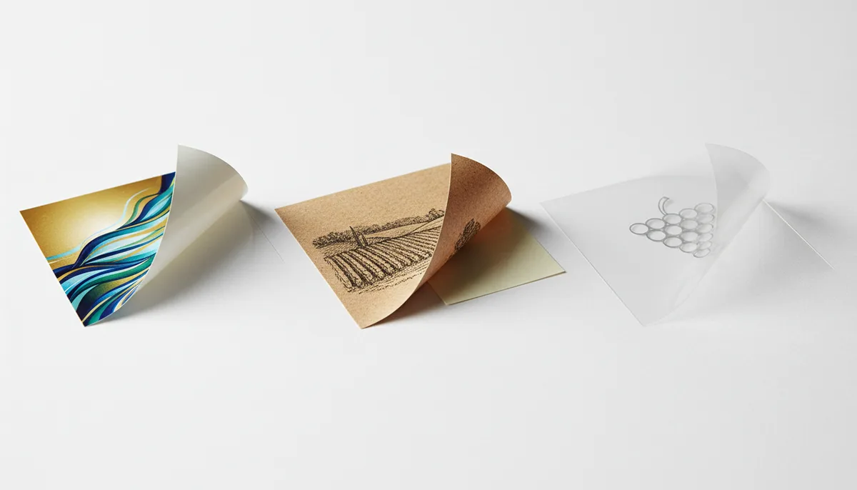 wine label printing: comparison of BOPP, Kraft, and PET wine label substrates