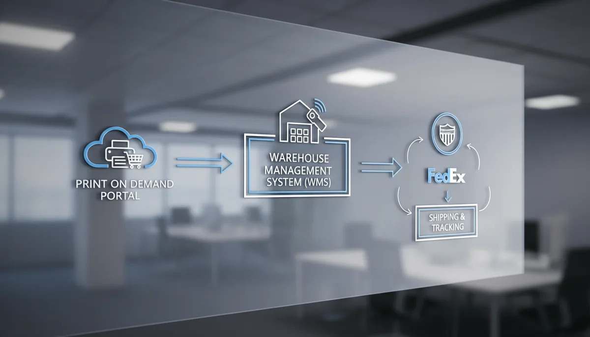 white label print on demand - workflow diagram for print on demand and shipping integration