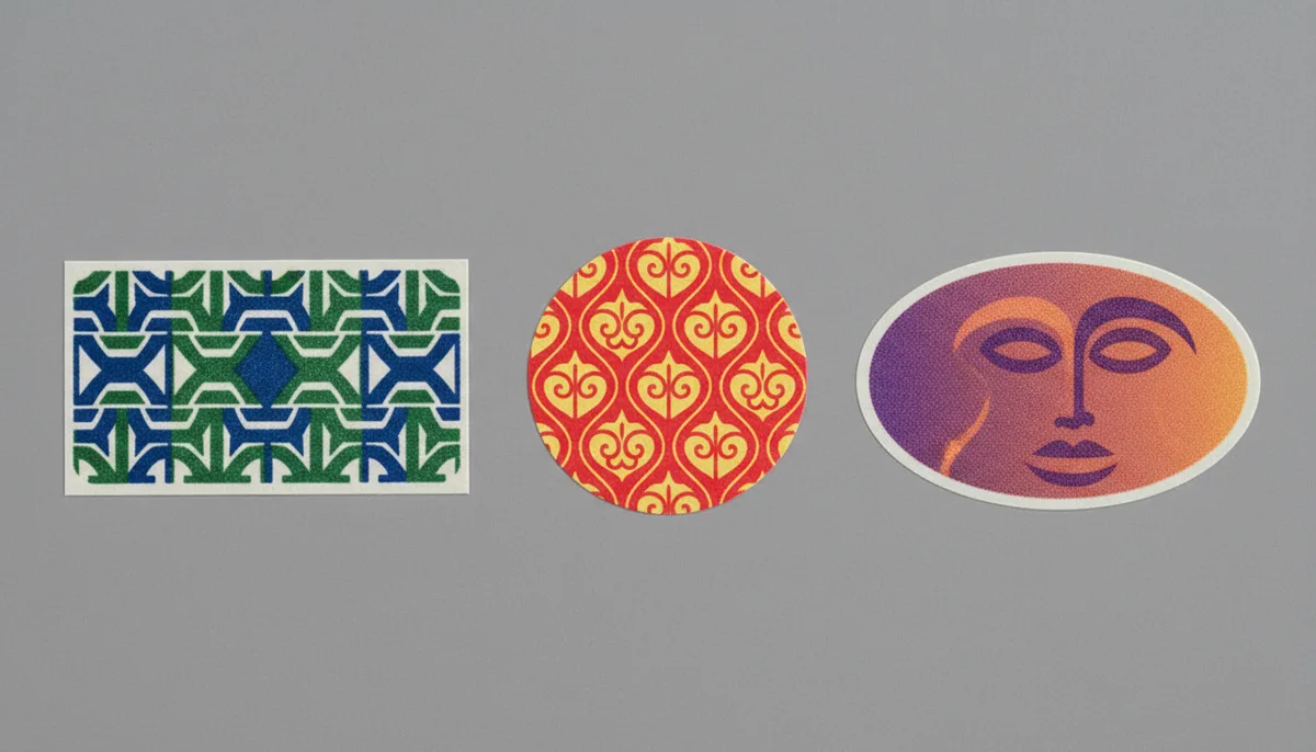 custom printed labels - close-up comparison of silk screen, flexographic, and digital printed label textures