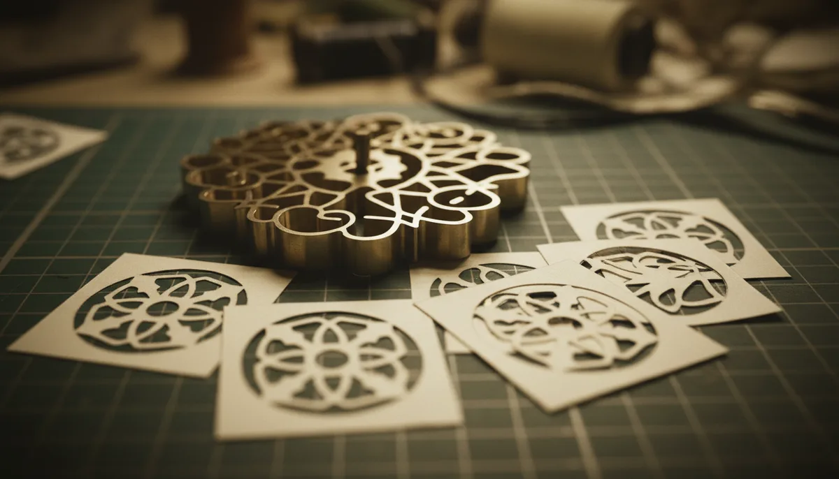 uprinting vs custom label printer comparison - close-up of custom die-cutting tooling for label manufacturing