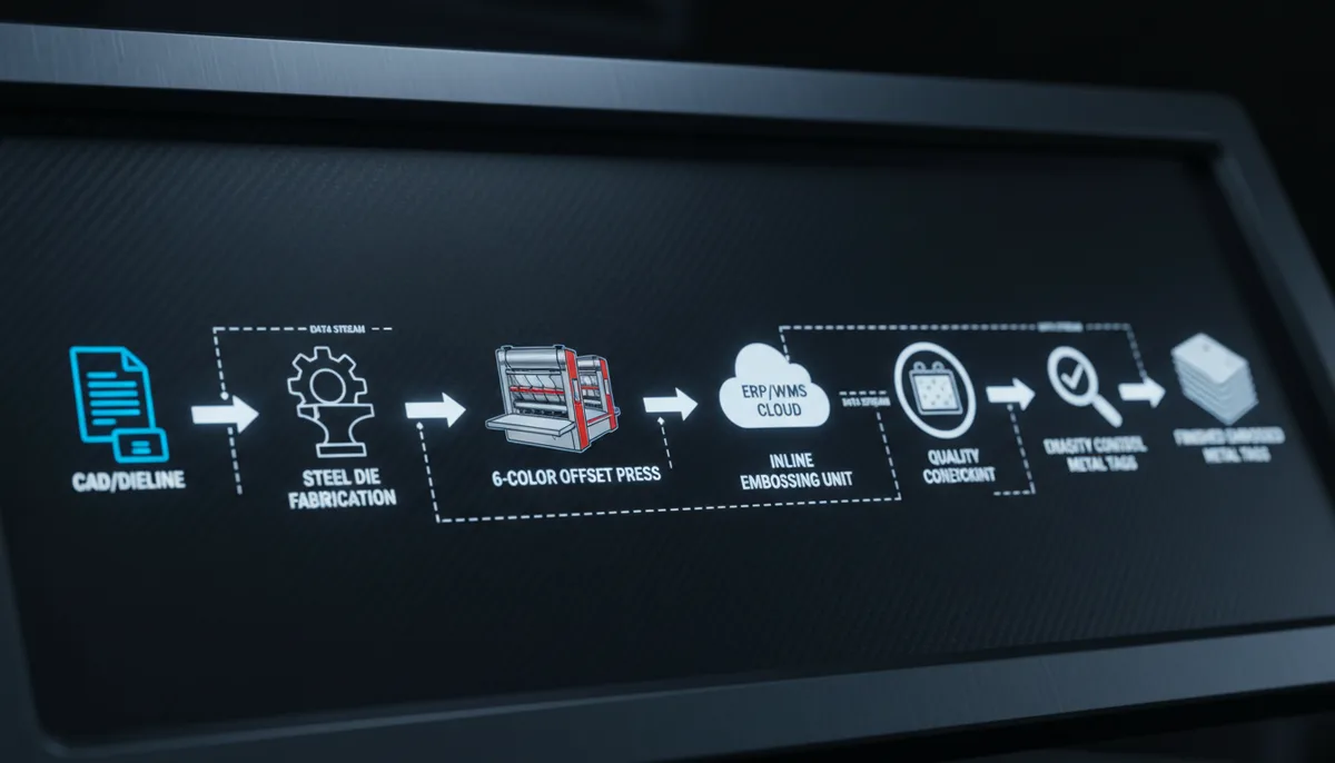 embossing label maker - workflow diagram for integrated embossed label production
