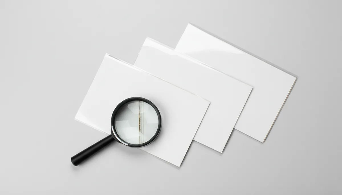 Comparison of 12, 18, and 25-micron thermal lamination film thickness on cardboard samples