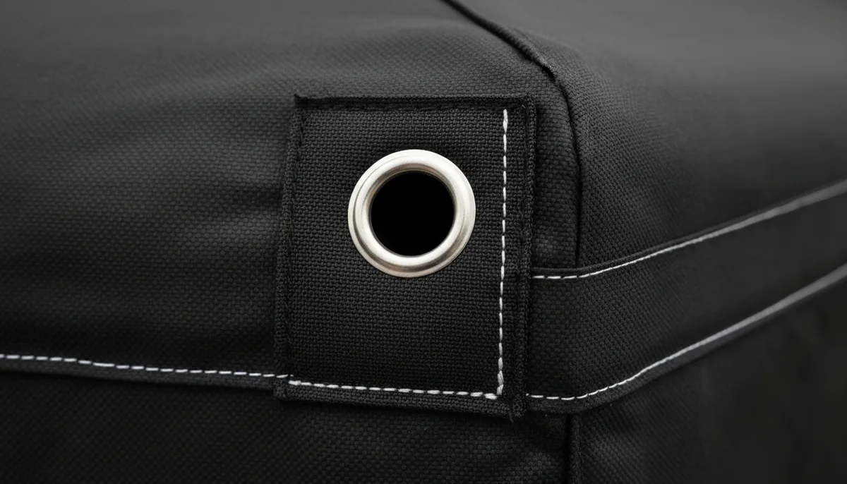 how to choose a camping canopy: close-up of 600D Oxford canopy fabric with reinforced stitching