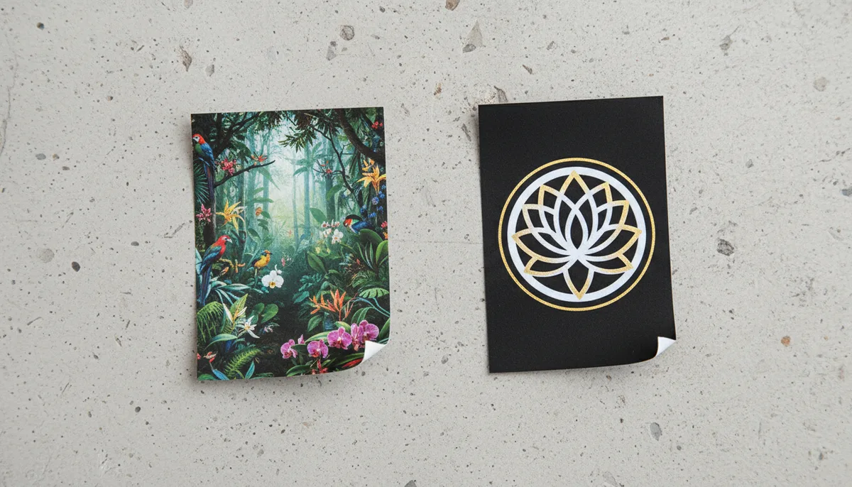 digital label printing: comparison of digital vs screen printed label quality showing ink opacity and detail