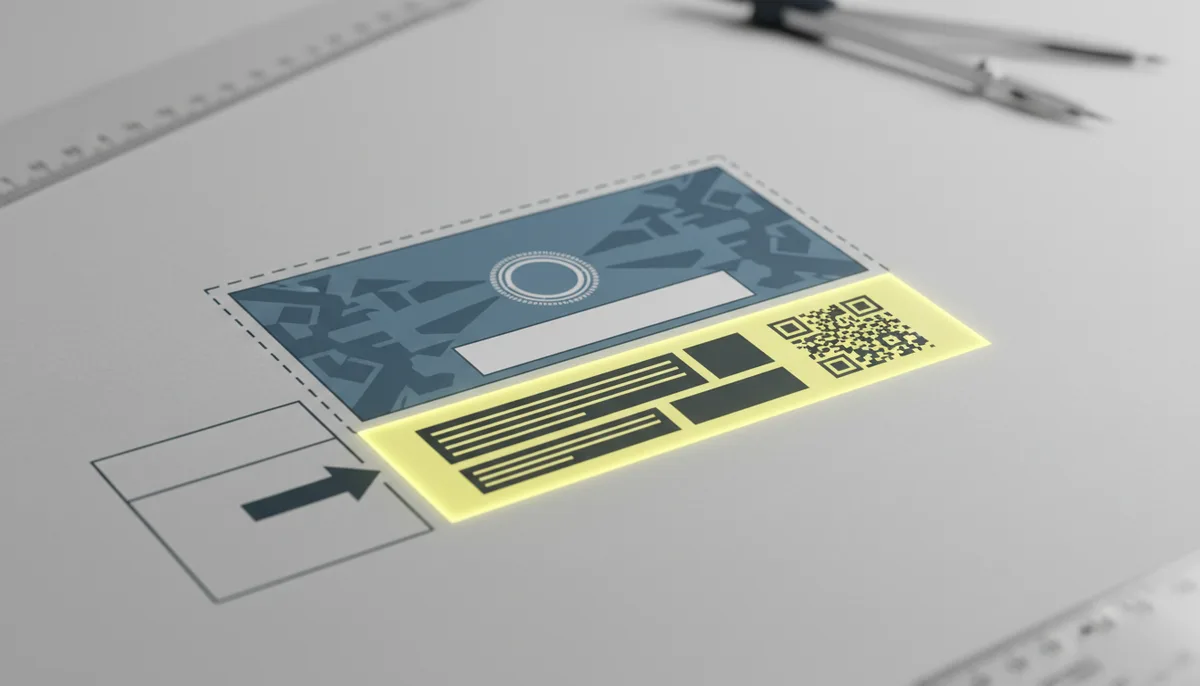 food and beverage label printing - diagram of hybrid label design with static and variable zones