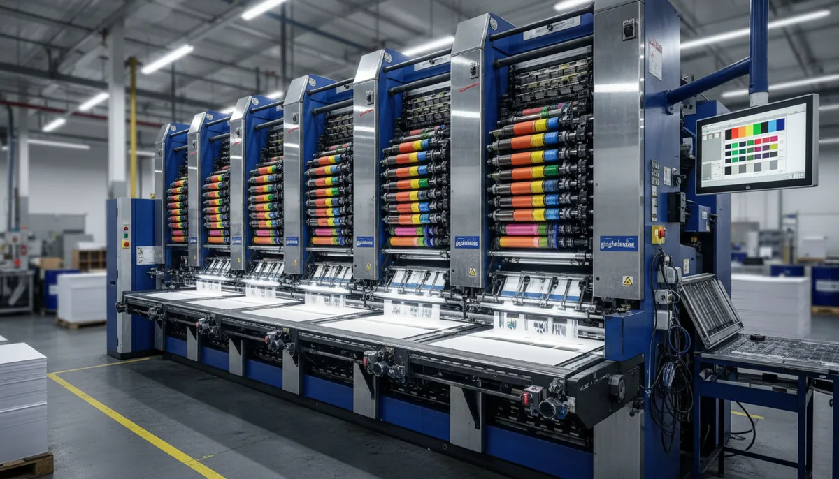 business card printing service - heidelberg 6-Color Offset Press for high-volume business card production.