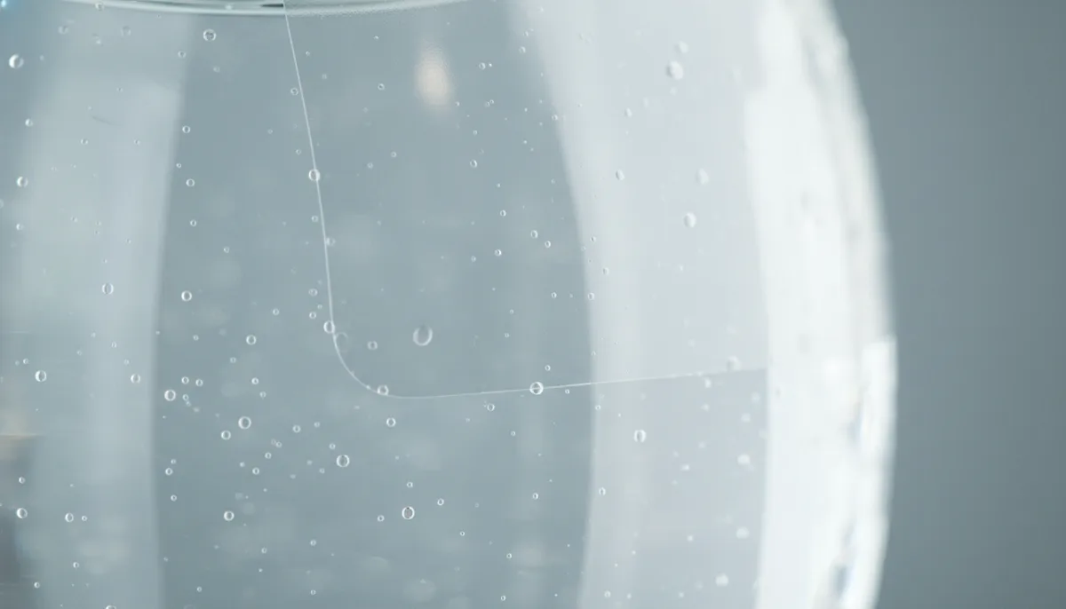 bottle label printing: close-up of pressure-sensitive label adhesion on a glass bottle