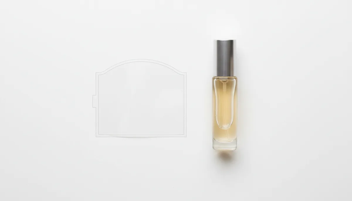 custom labels printing - clear polyester custom label for a roll-on perfume bottle