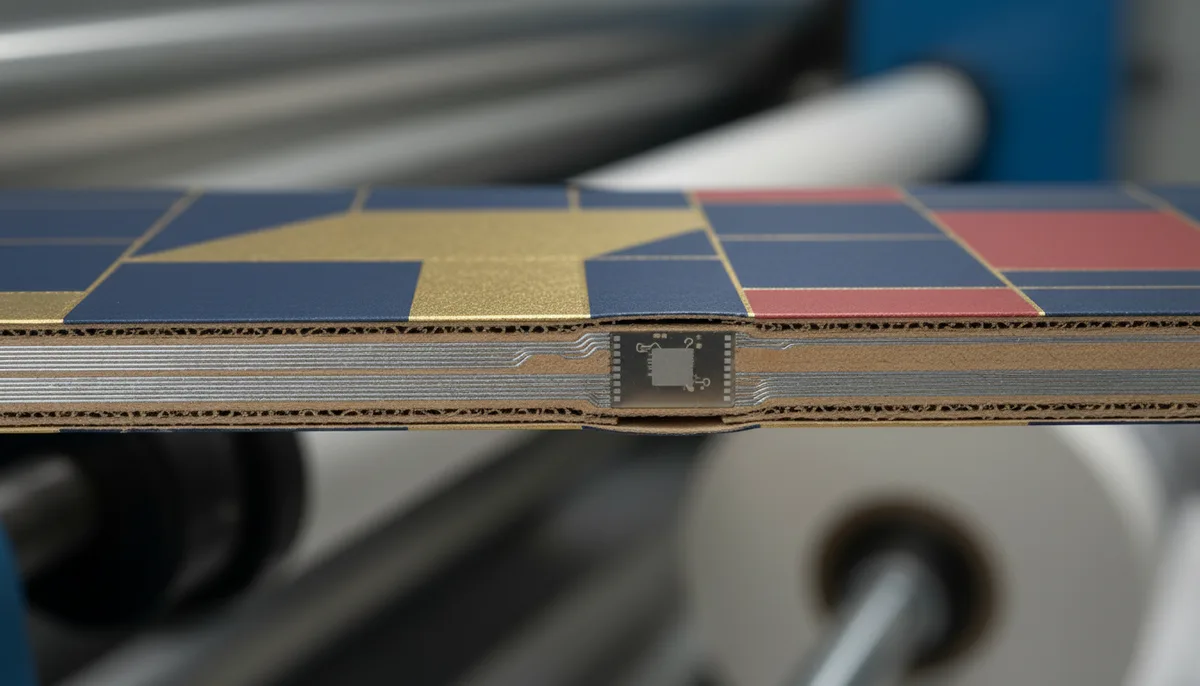 smart packaging food safety compliance requirements - conductive ink and NFC inlay integrated into smart packaging...