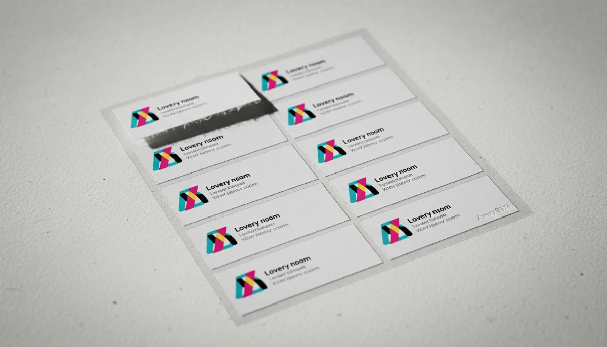 print business cards printer - close-up of a printed Avery pre-perforated business card sheet