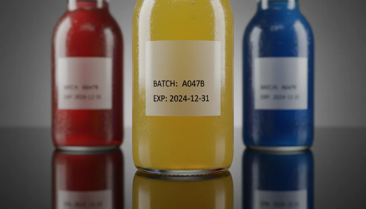 custom beverage label printing - final craft soda bottles with clear square labels and variable data printing