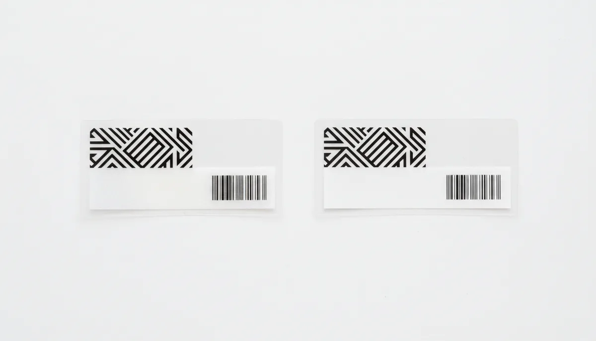 digital printing for labels - side-by-side comparison of digital vs flexographic print opacity on clear film labels.