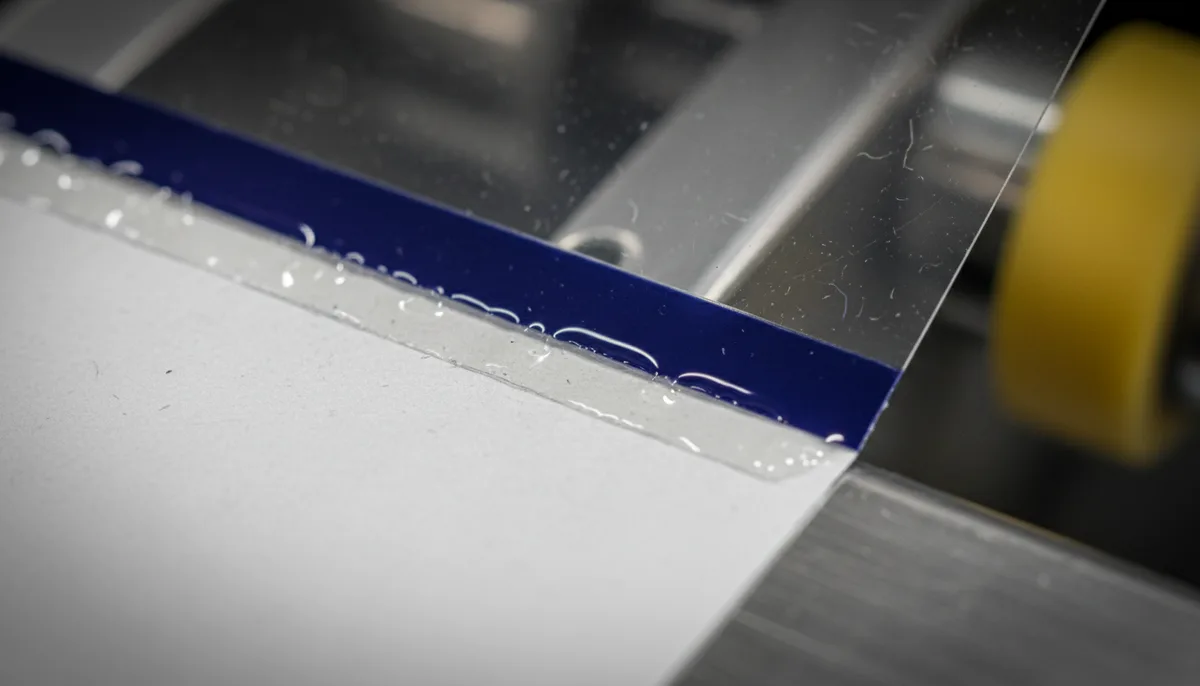 custom label printers - close-up of professional label ink adhesion on synthetic material