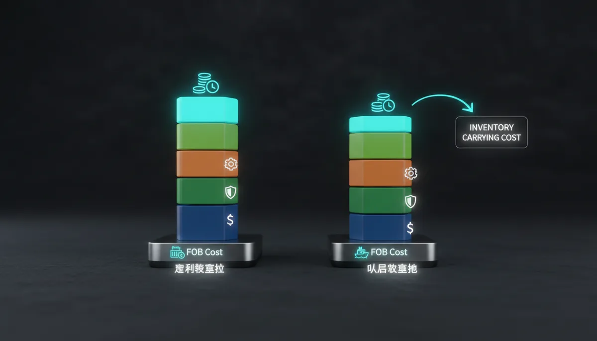 Visual comparison of total landed cost stacks for two suppliers
