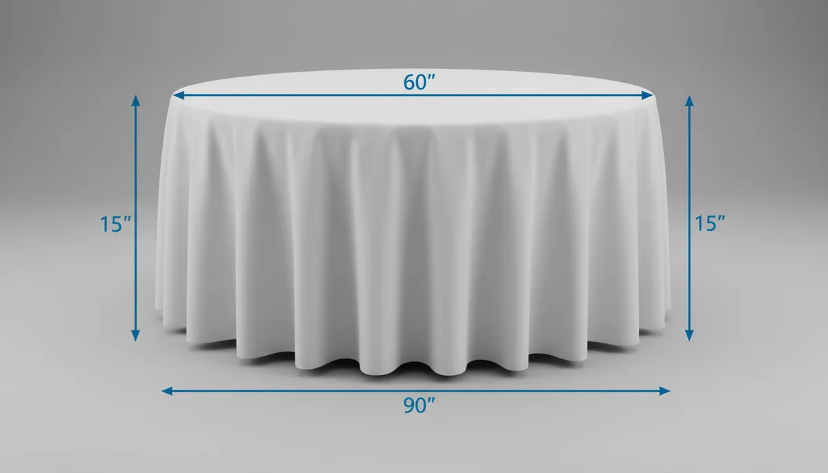60in round table linen sizing diagram with 15-inch drop