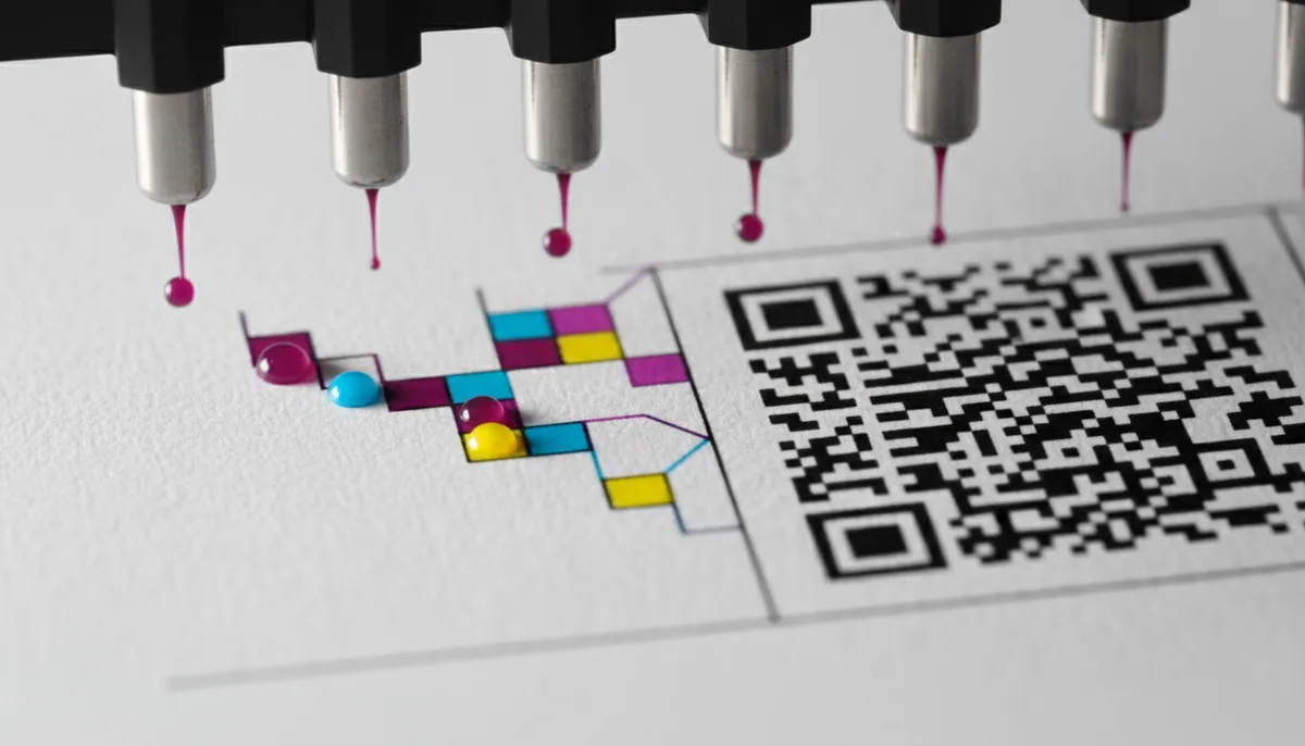 Close-up of high-resolution UV inkjet printing on cannabis testing label material