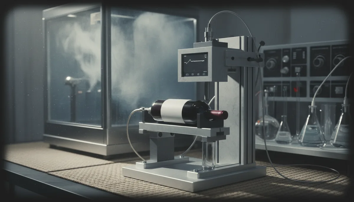 Lab testing custom wine bottle label for shear strength after condensation