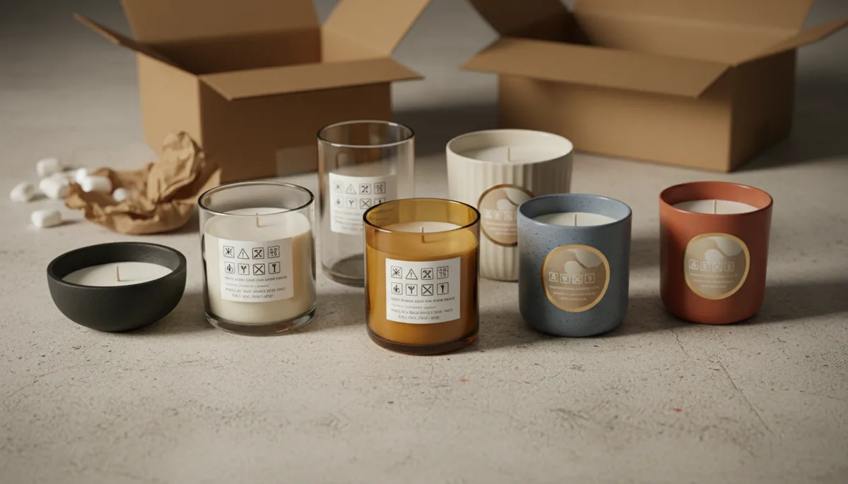 Compliant private label candles with safety labels ready for market