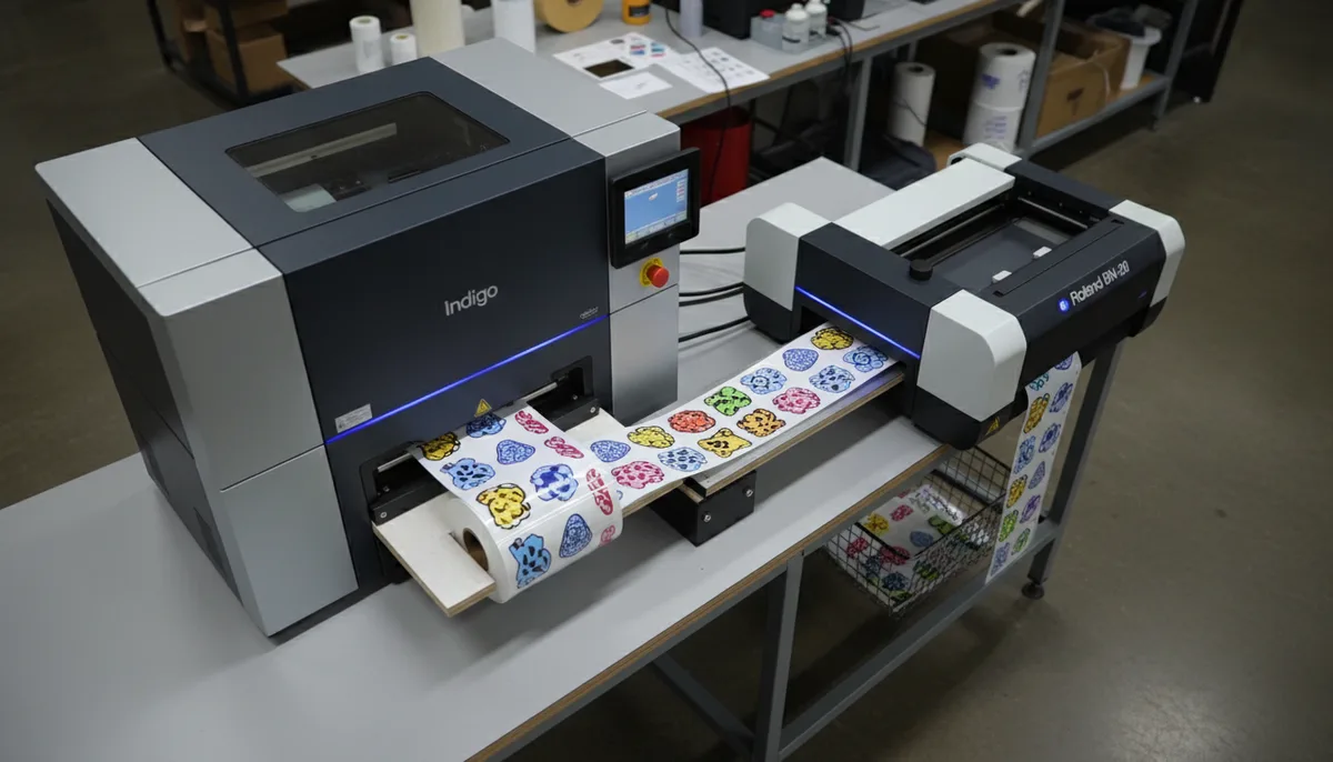 HP Indigo and Roland cutter digital print and cut workflow for stickers