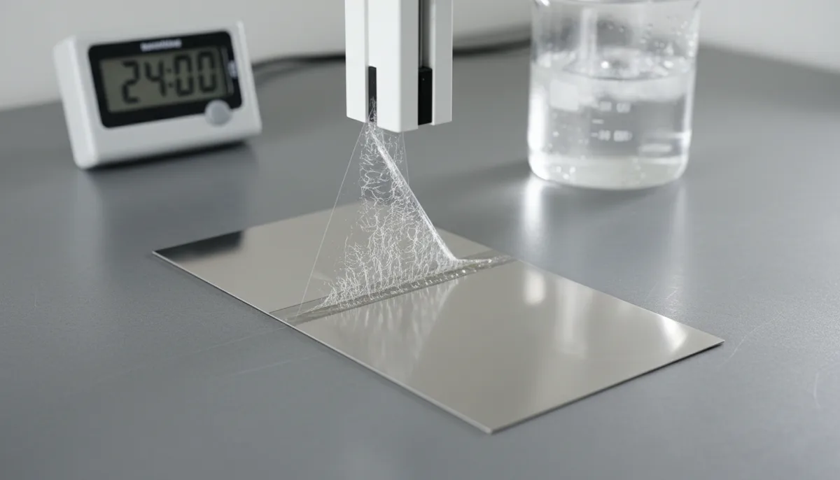 label printing services - label adhesion peel testing in a quality control lab for beverage label printing